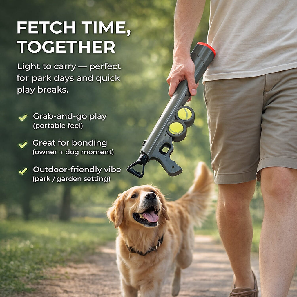 Interactive Pet fetch tennis ball launcher with 10-meter range - Green