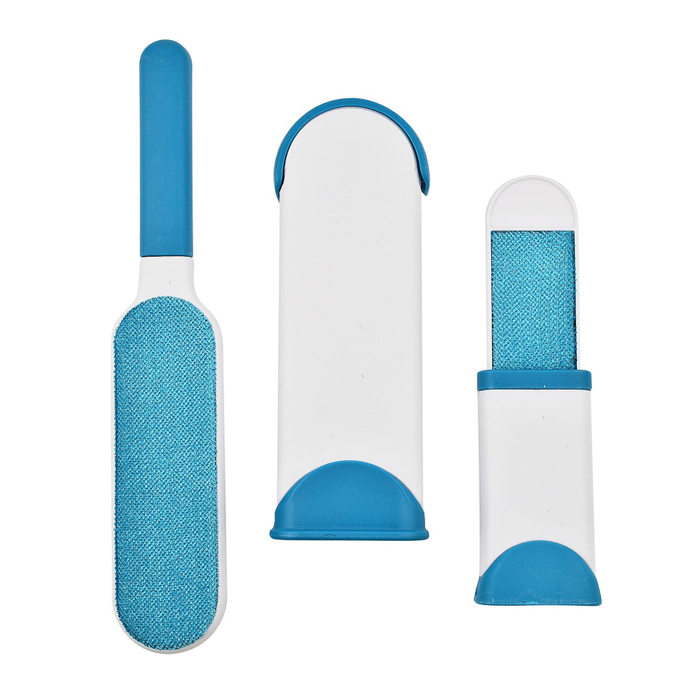 Pet Hair Remover - Lint Removers with Standard and Travel Size Lint Remover Brush - Remove Cat and Dog Hair, Lint from Carpet - White - Blue