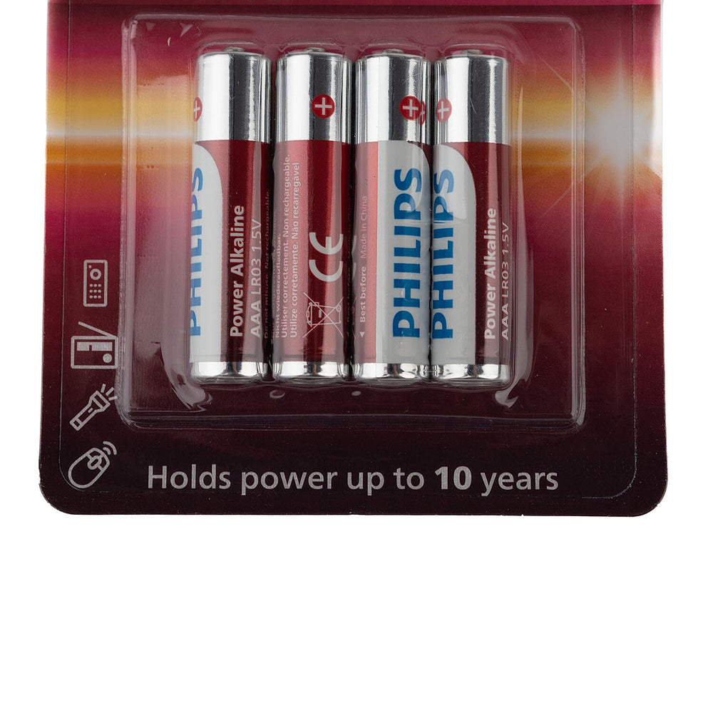 Philips - Pack of 4 Power Alkaline AAA Batteries