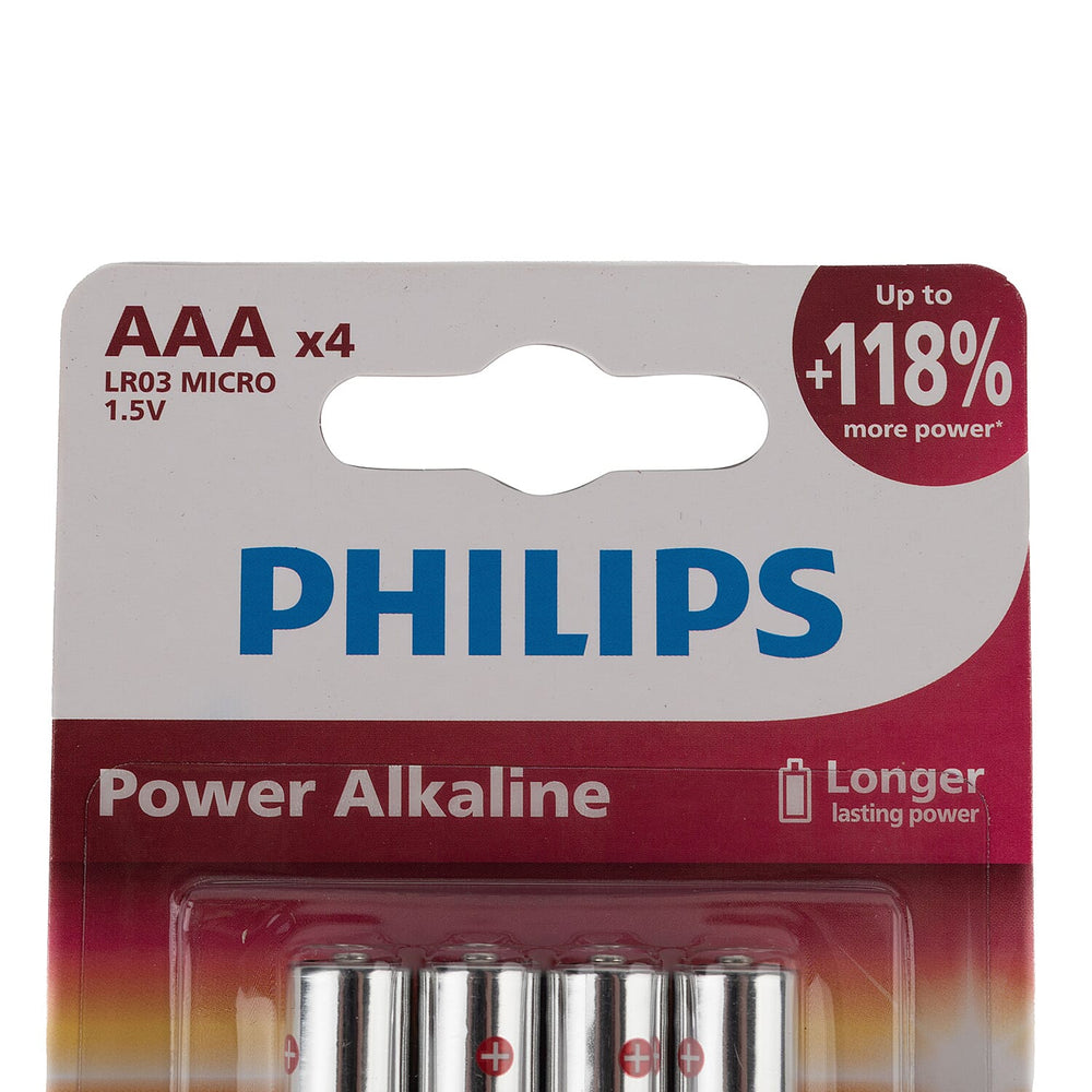 Philips - Pack of 4 Power Alkaline AAA Batteries