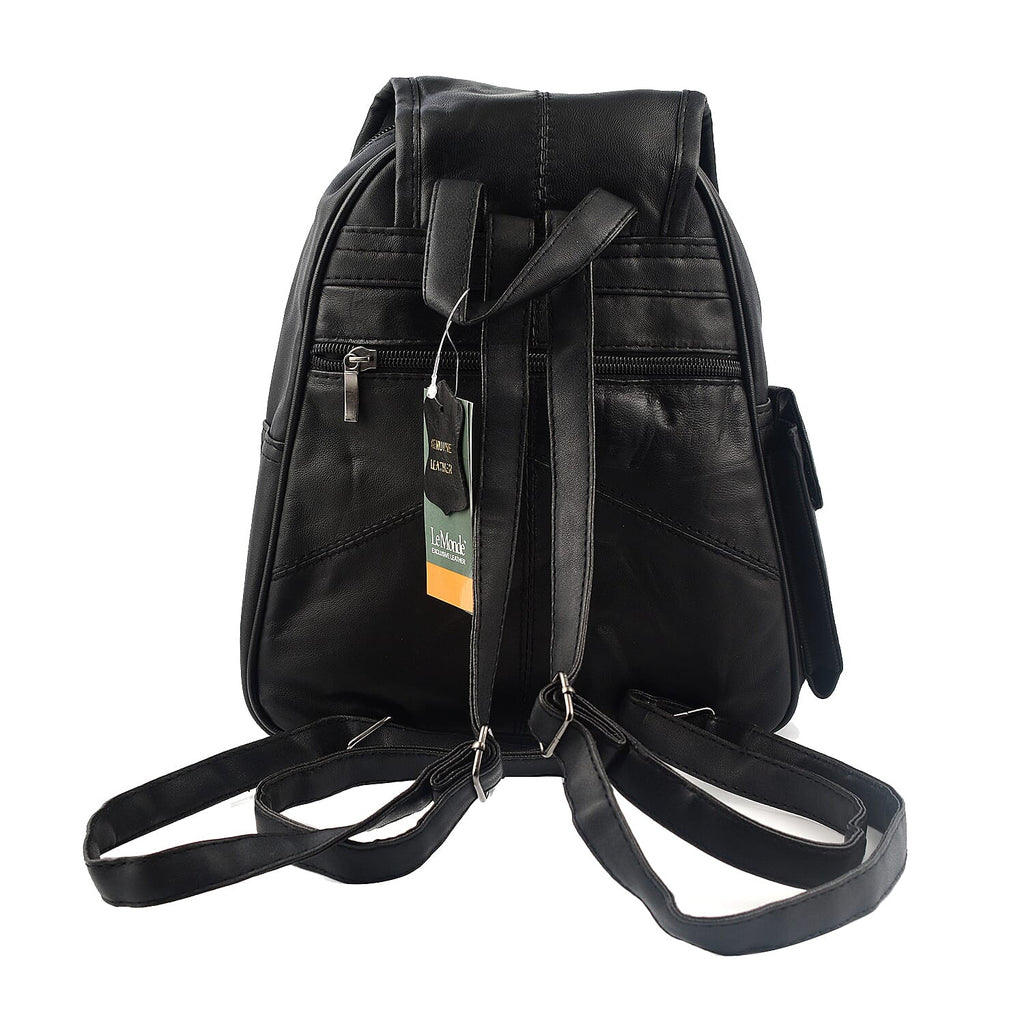 LeMonde Genuine Leather Nappa Backpack - Black
