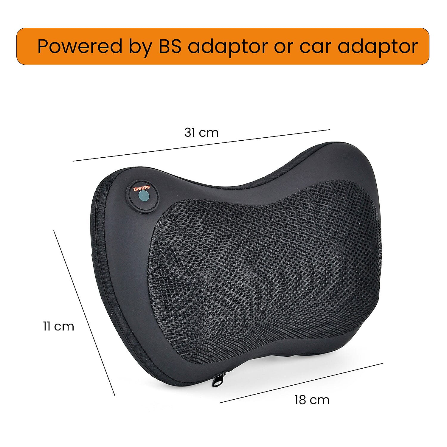 Soul Smart Neck Shaitsu Massager with Car Adaptor (Size 31x11 cm) - Black