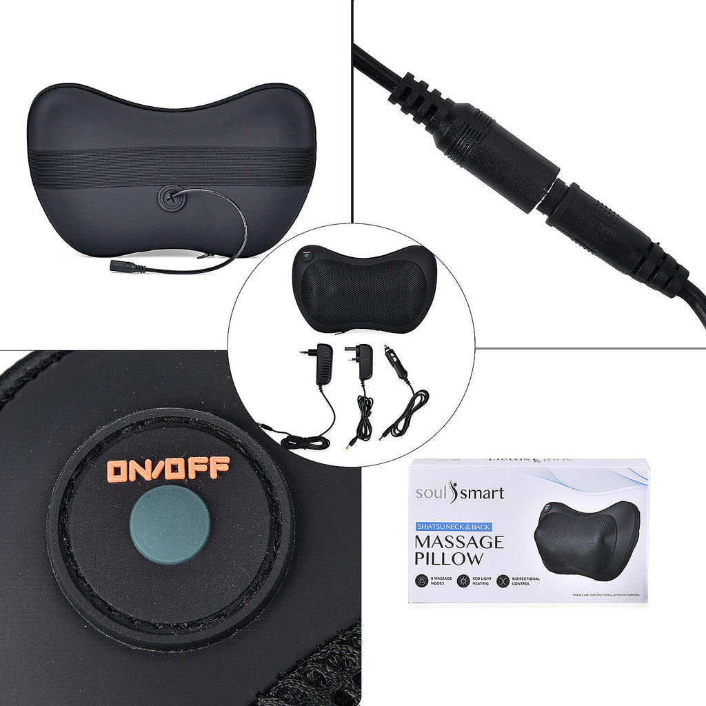 Soul Smart Neck Shaitsu Massager with Car Adaptor (Size 31x11 cm) - Black