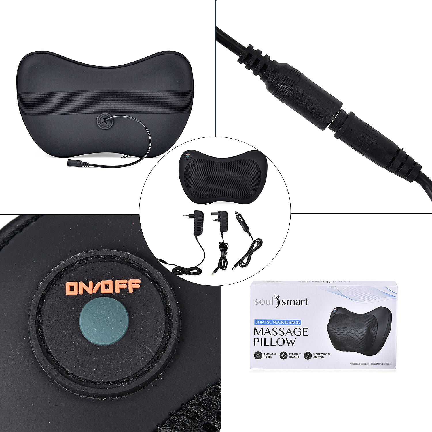 Soul Smart Neck Shaitsu Massager with Car Adaptor (Size 31x11 cm) - Black