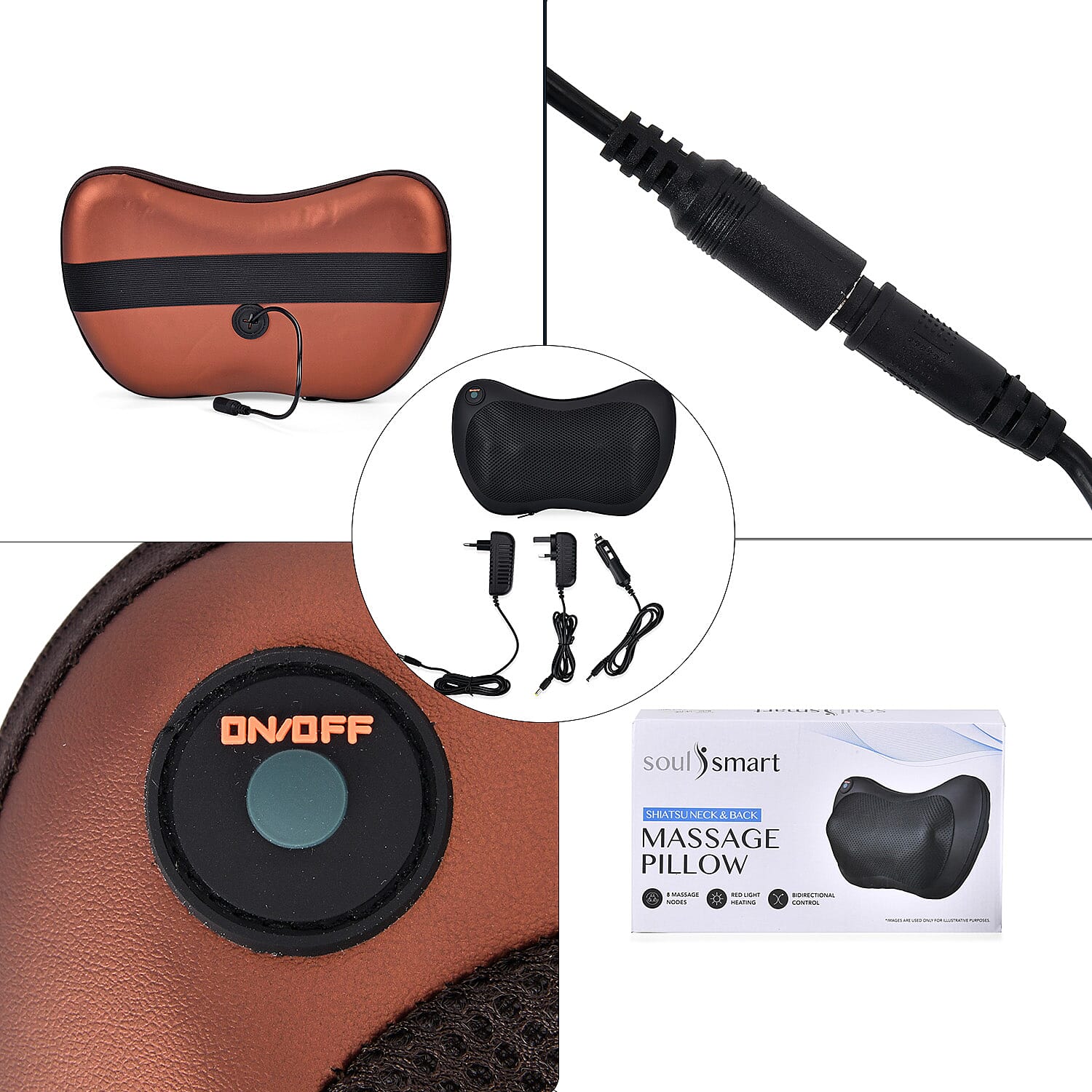 Soul Smart Neck Shaitsu Massager with Car Adaptor (Size 31x11 cm) - Brown