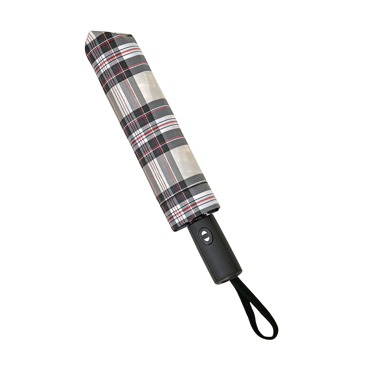 Auto Open - Close Folding Umbrella with Plaided Pattern - Yellow