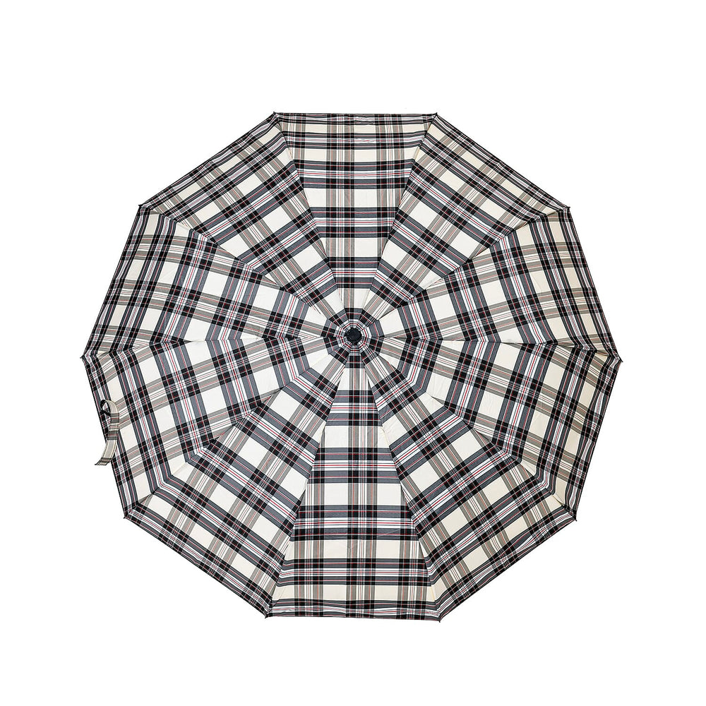 Auto Open - Close Folding Umbrella with Plaided Pattern - Yellow