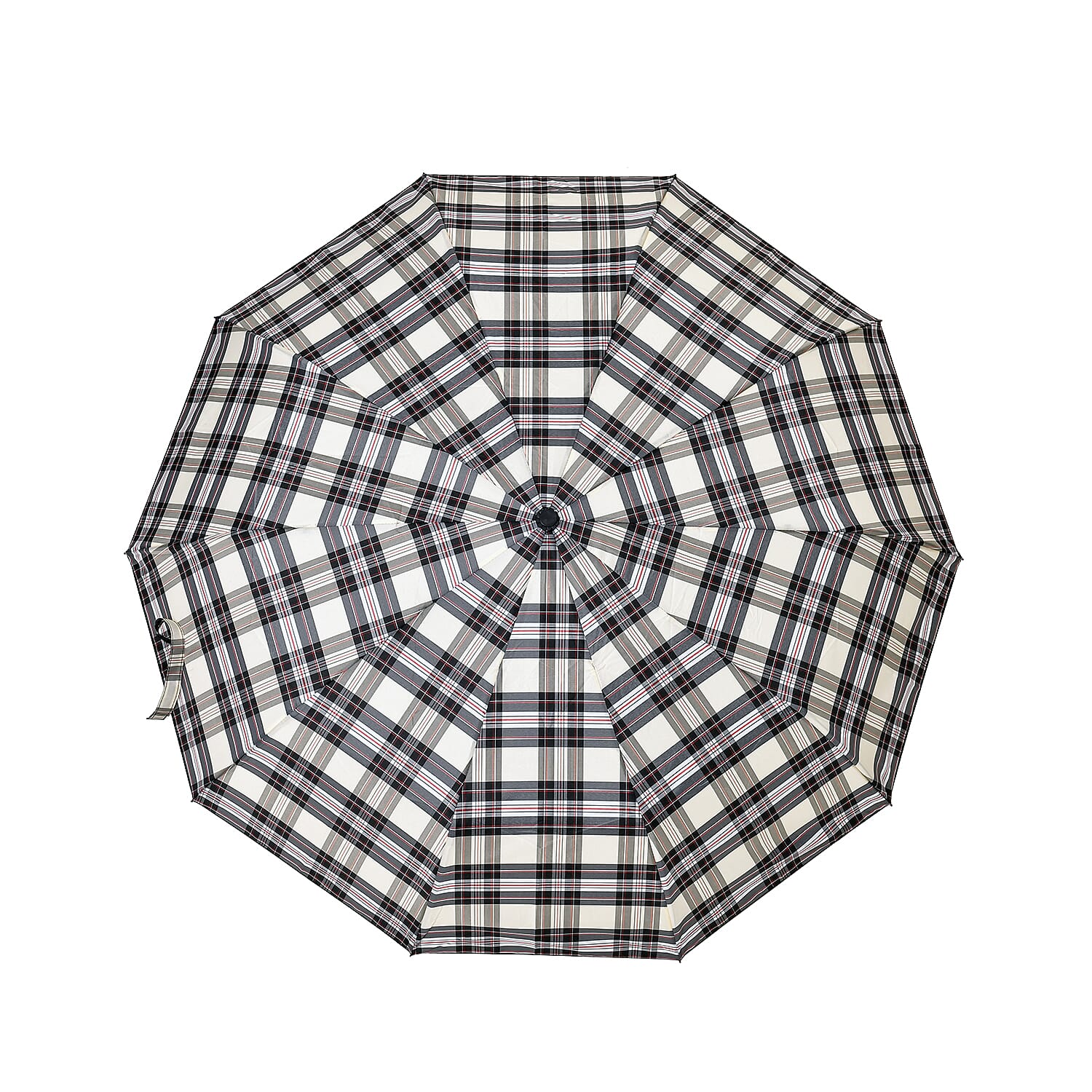 Auto Open - Close Folding Umbrella with Plaided Pattern - Yellow