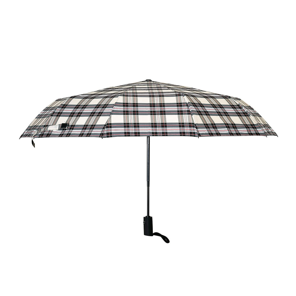 Auto Open - Close Folding Umbrella with Plaided Pattern - Yellow
