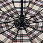 Auto Open - Close Folding Umbrella with Plaided Pattern - Yellow