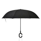 Inverted Umbrella, C Shape Handle Reverse Folding Umbrella, Anti-UV Windproof Travel Umbrella - Green