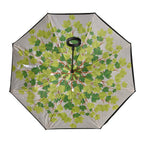 Inverted Umbrella, C Shape Handle Reverse Folding Umbrella, Anti-UV Windproof Travel Umbrella - Green