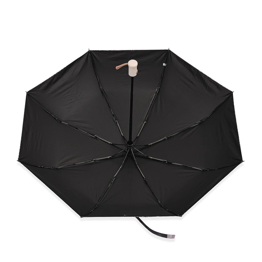 Flower Pattern Automatic Umbrella - Sun and Rain Protection - Beige - Black