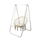 Boho Macrame Garden Hanging Egg Chair with Stand - Cream