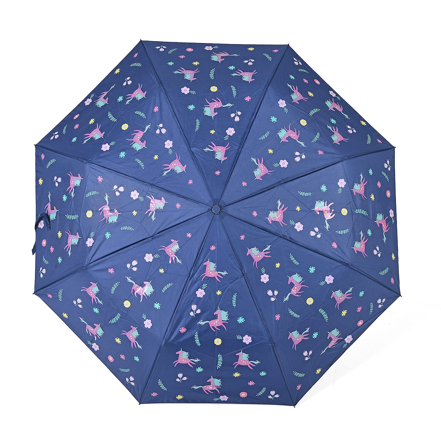 Colour-Changing Unicorn Print Umbrella - Navy