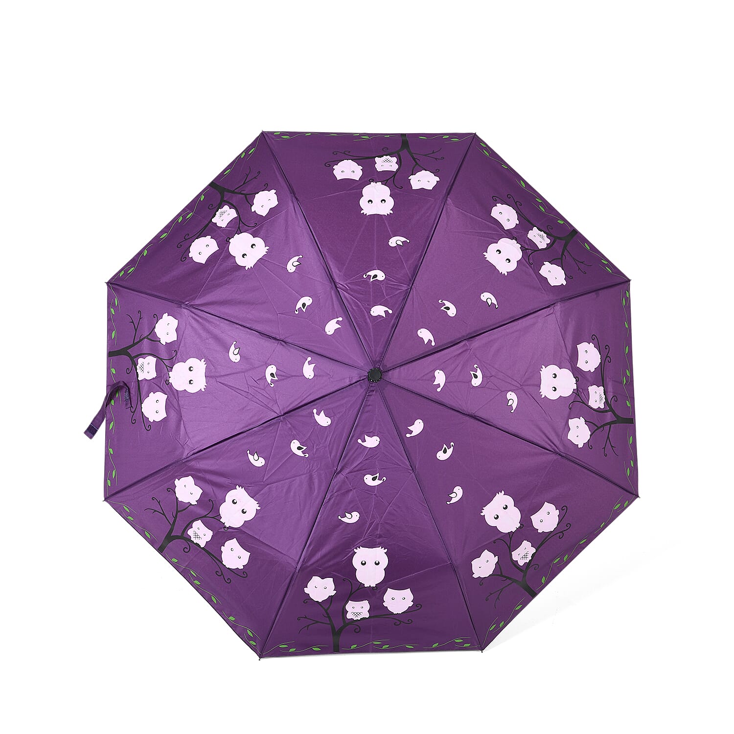 Colour-Changing Owl Print Umbrella - Purple