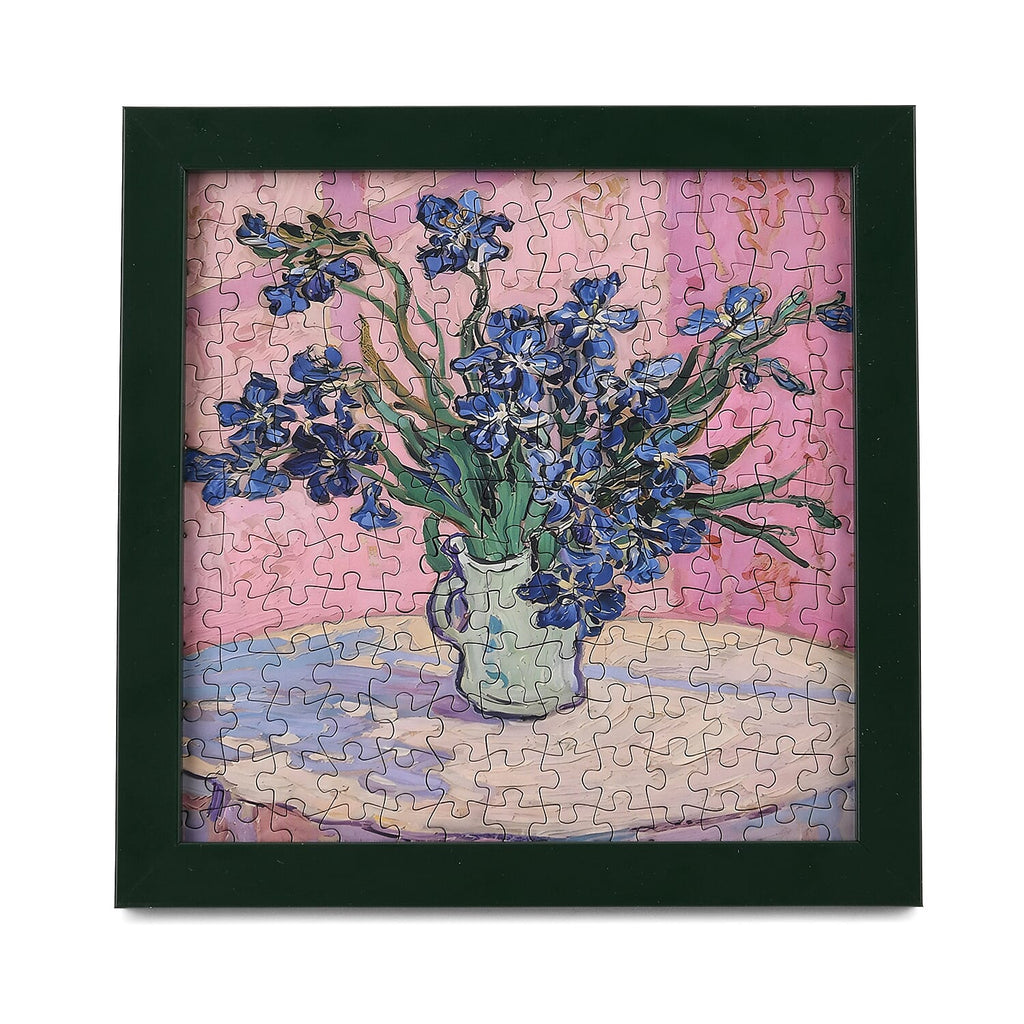DIY 169-Piece 3D Photo Frame Jigsaw Puzzle - Irises (Against a Pink Background)