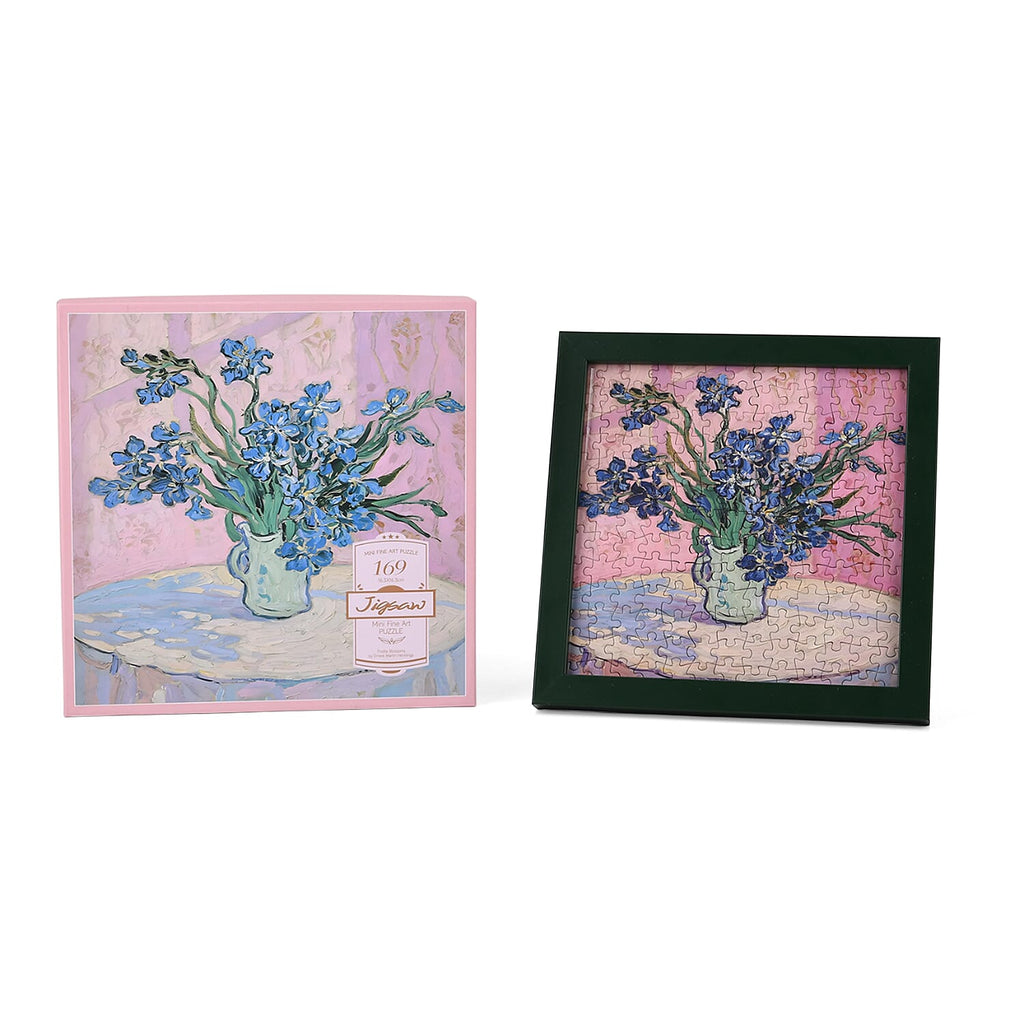 DIY 169-Piece 3D Photo Frame Jigsaw Puzzle - Irises (Against a Pink Background)