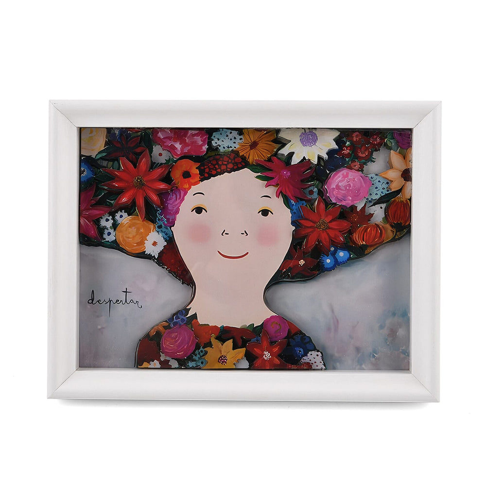DIY 169-Piece 3D Photo Frame Jigsaw Puzzle - La Fille a la Fleur (Girl with Flowers)
