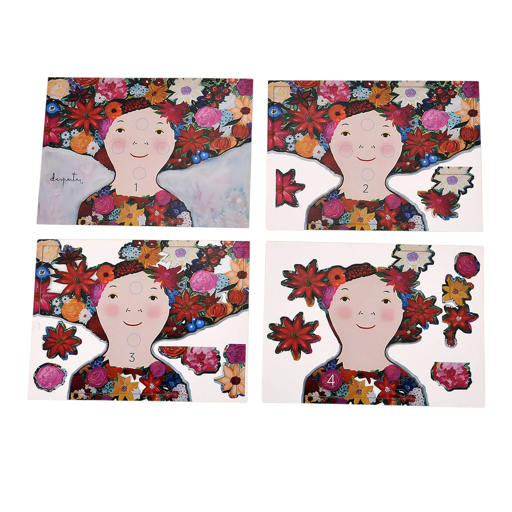 DIY 169-Piece 3D Photo Frame Jigsaw Puzzle - La Fille a la Fleur (Girl with Flowers)