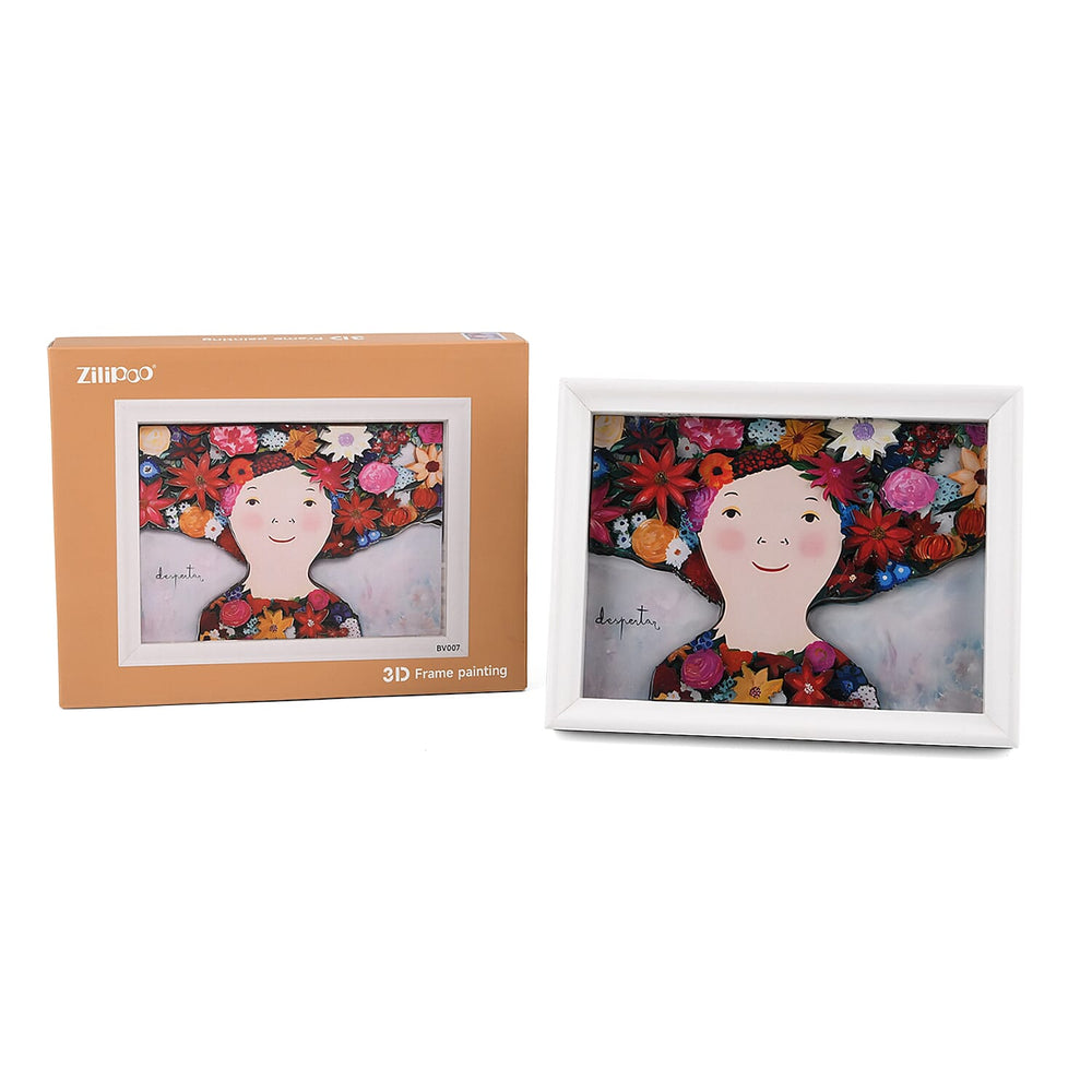 DIY 169-Piece 3D Photo Frame Jigsaw Puzzle - La Fille a la Fleur (Girl with Flowers)