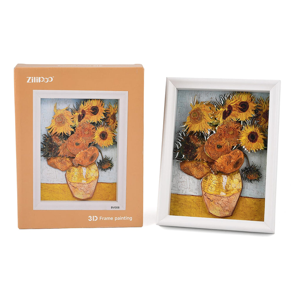 DIY 169-Piece 3D Photo Frame Jigsaw Puzzle - Sunflowers (Vase with Twelve Sunflowers)