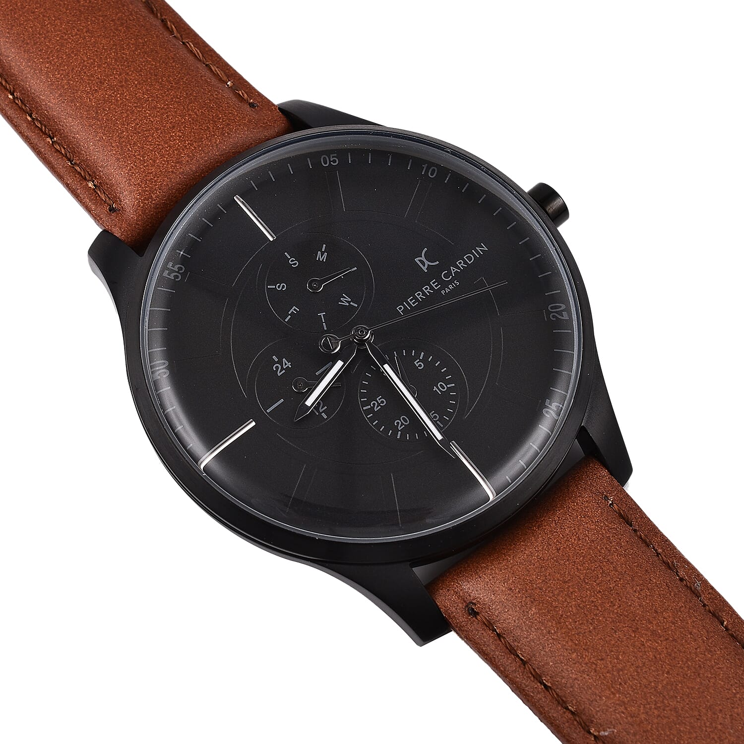 Pierre Cardin Quartz Mens Watch with Brown Leather Strap