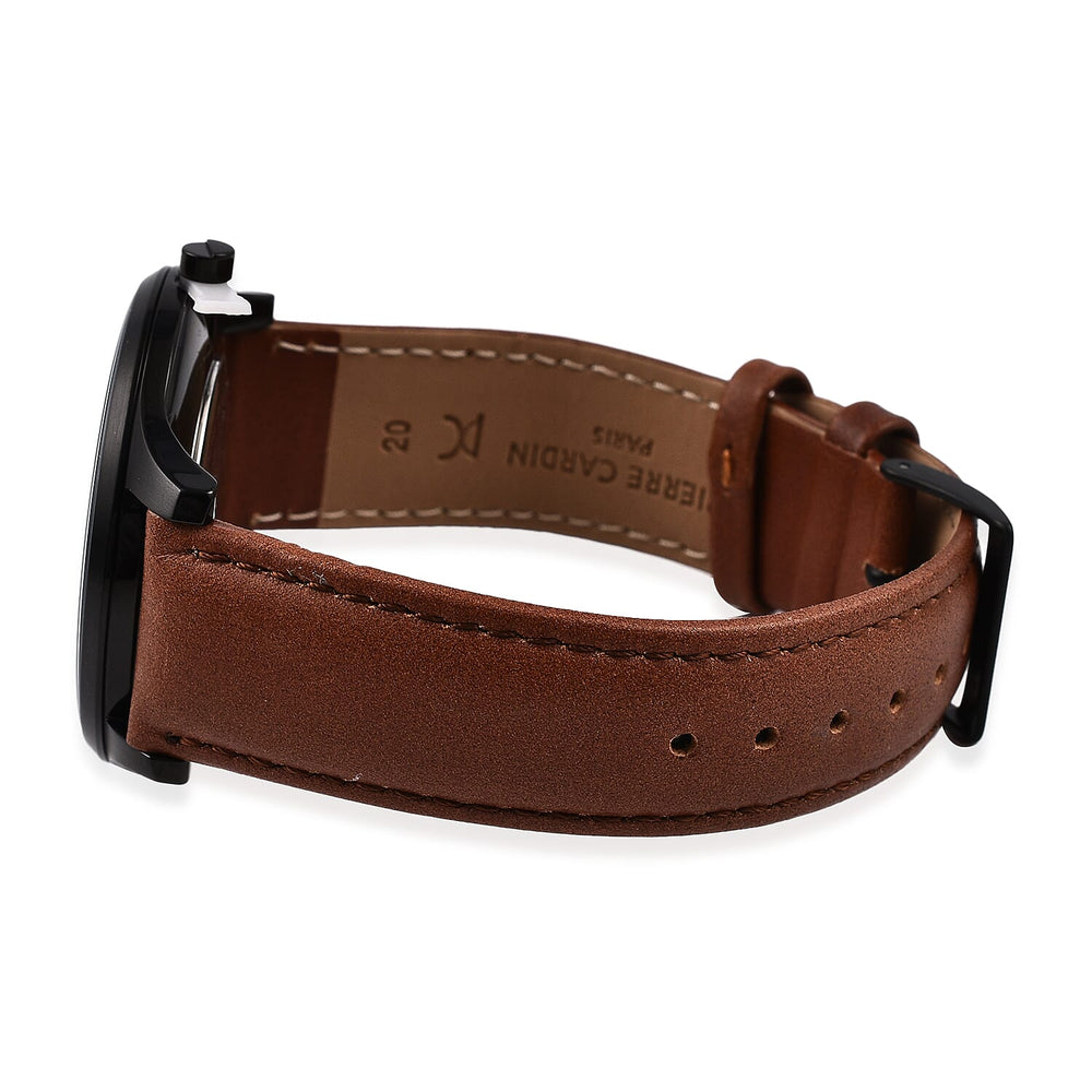 Pierre Cardin Quartz Mens Watch with Brown Leather Strap