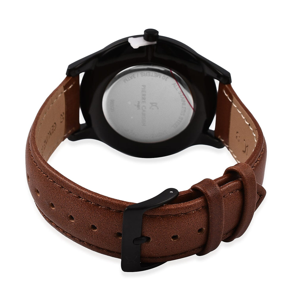 Pierre Cardin Quartz Mens Watch with Brown Leather Strap