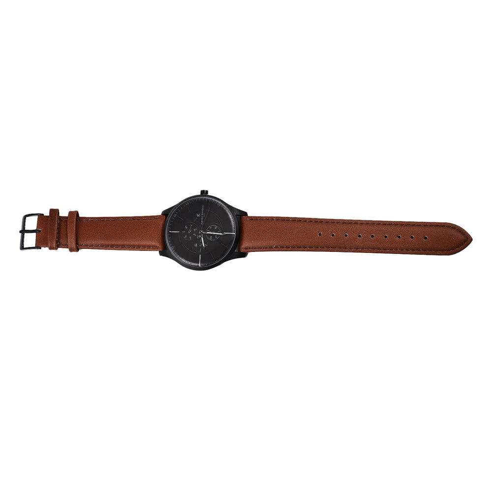 Pierre Cardin Quartz Mens Watch with Brown Leather Strap