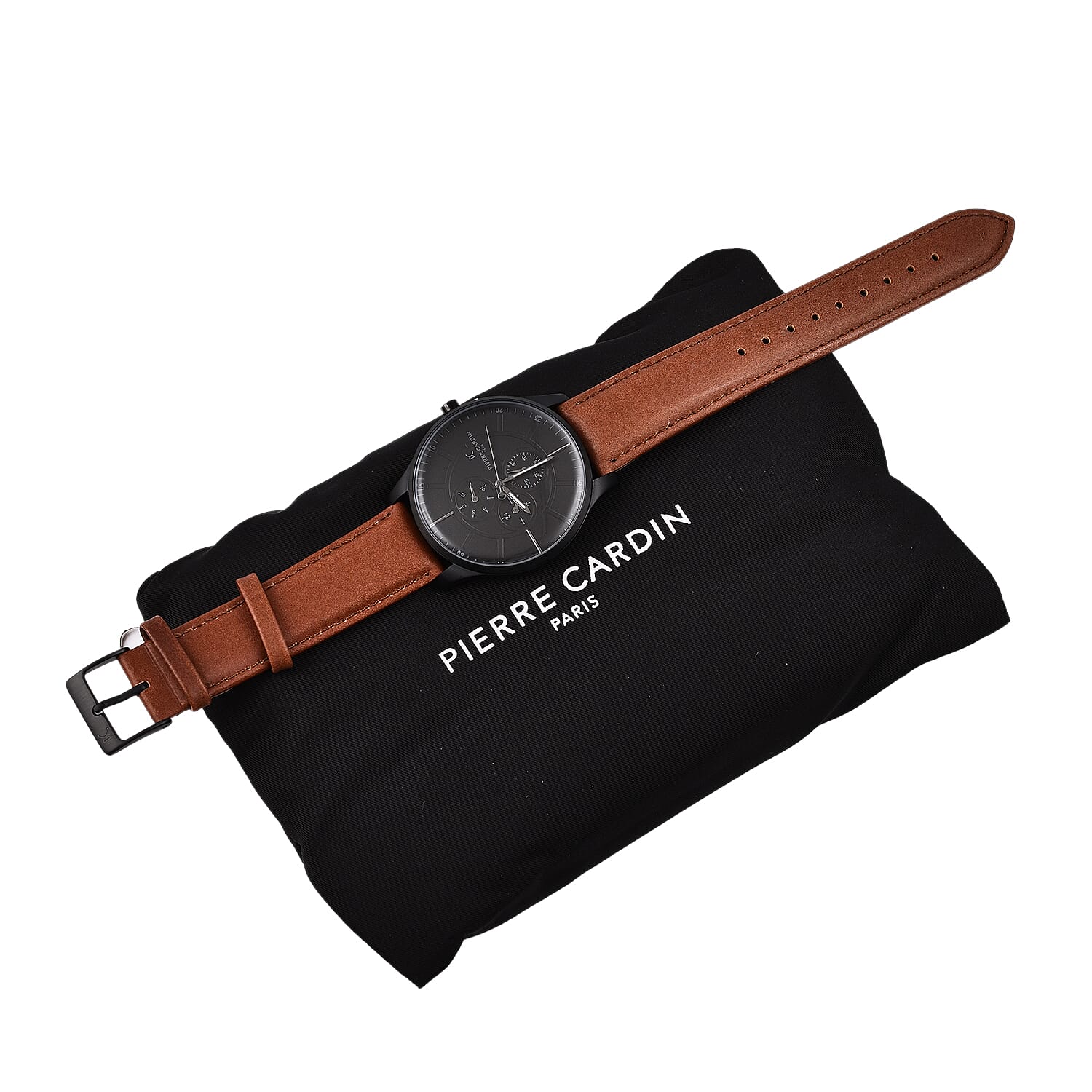 Pierre Cardin Quartz Mens Watch with Brown Leather Strap