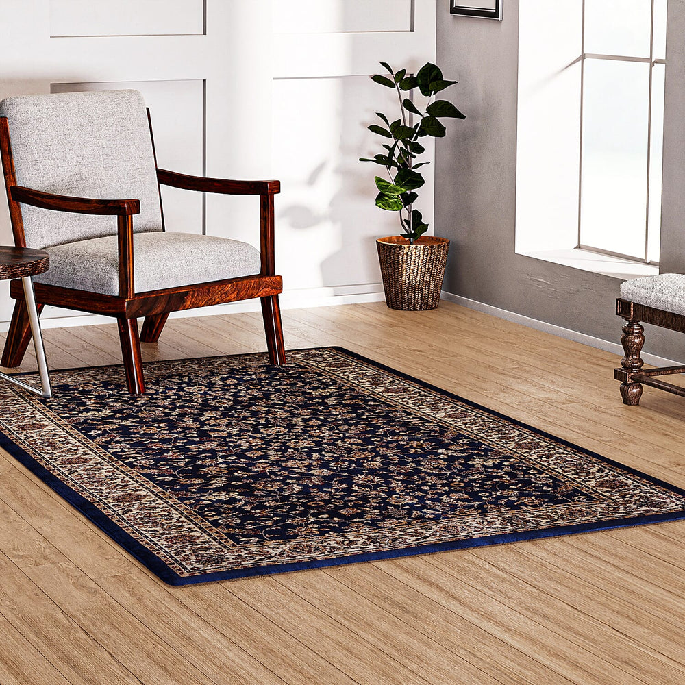 Polyester Traditional Rug and Door Mat (Size 120x1 cm) - Blue & Yellow