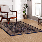 Polyester Traditional Rug and Door Mat (Size 120x1 cm) - Blue & Yellow