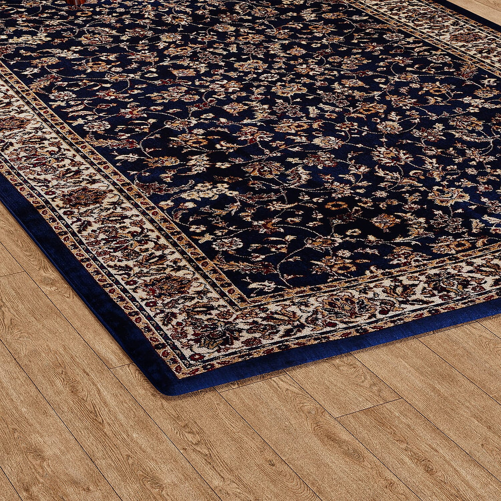 Polyester Traditional Rug and Door Mat (Size 120x1 cm) - Blue & Yellow