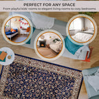 Polyester Traditional Rug and Door Mat (Size 120x1 cm) - Blue & Yellow