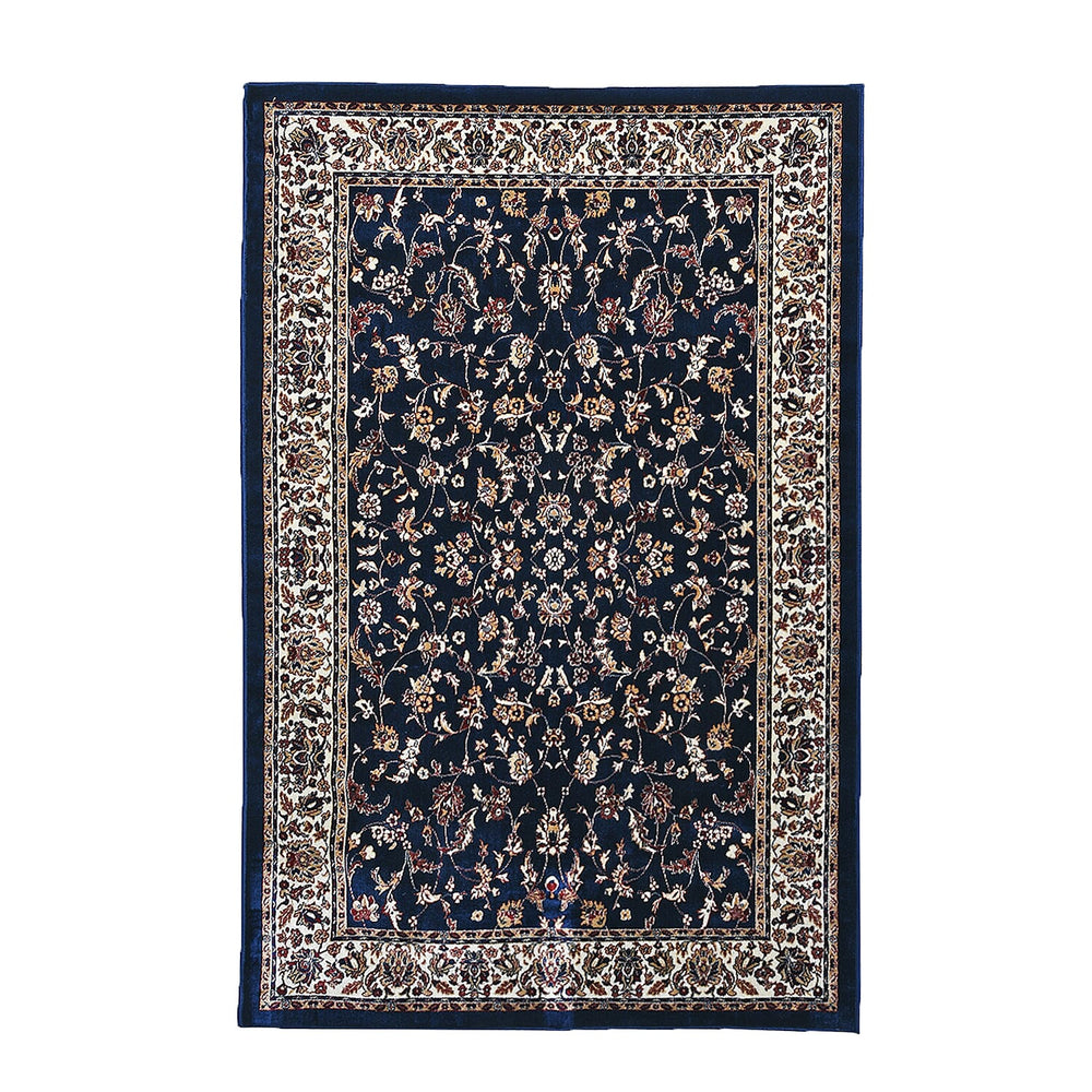 Polyester Traditional Rug and Door Mat (Size 120x1 cm) - Blue & Yellow