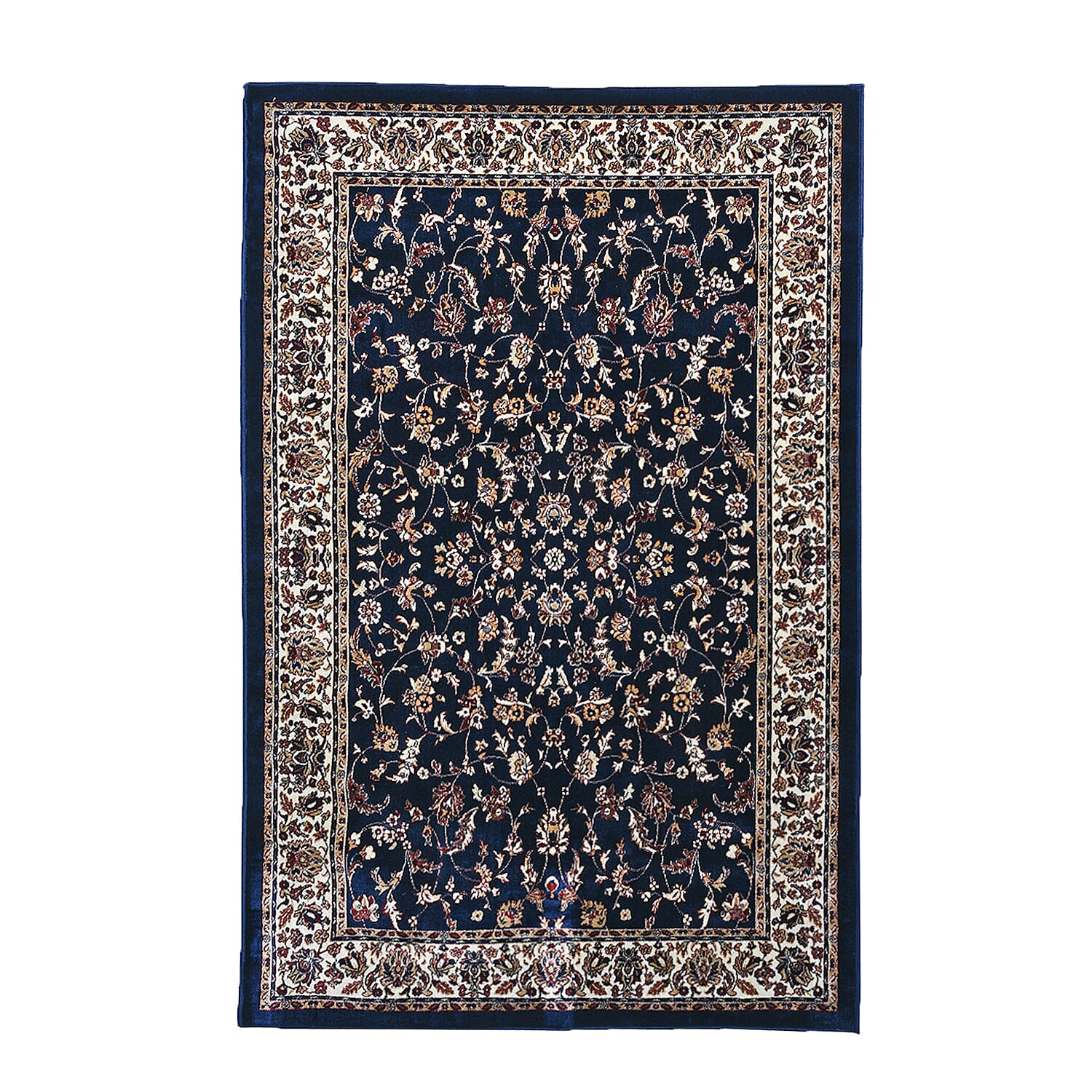 Polyester Traditional Rug and Door Mat (Size 120x1 cm) - Blue & Yellow