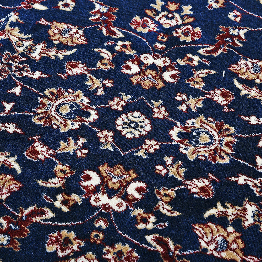 Polyester Traditional Rug and Door Mat (Size 120x1 cm) - Blue & Yellow