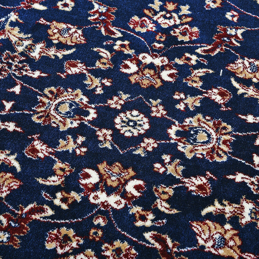 Polyester Traditional Rug and Door Mat (Size 120x1 cm) - Blue & Yellow