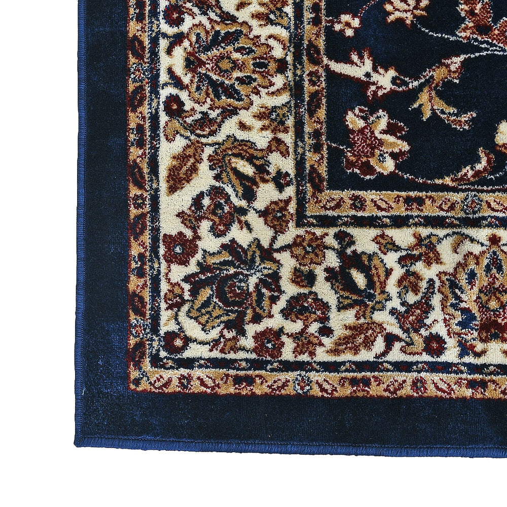 Polyester Traditional Rug and Door Mat (Size 120x1 cm) - Blue & Yellow
