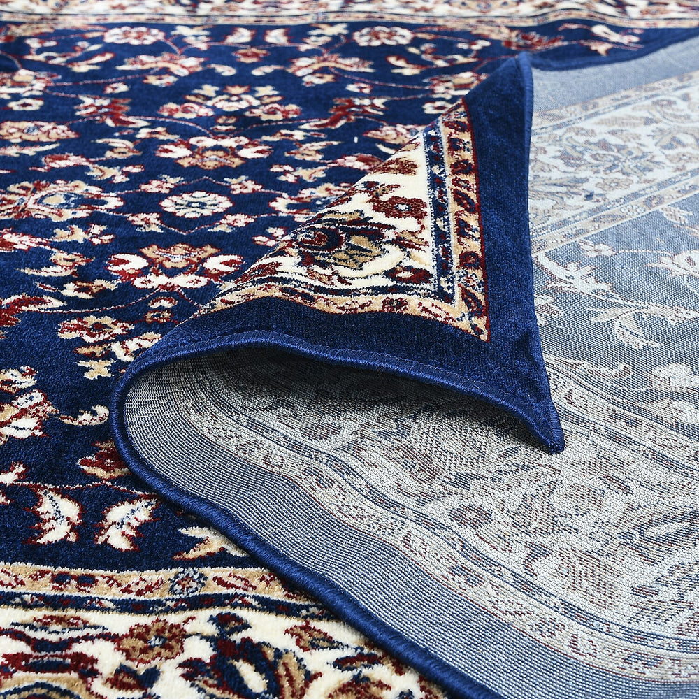 Polyester Traditional Rug and Door Mat (Size 120x1 cm) - Blue & Yellow