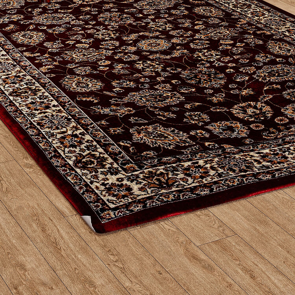 Polyester Traditional Rug and Door Mat (Size 120x1 cm) - Red & Yellow