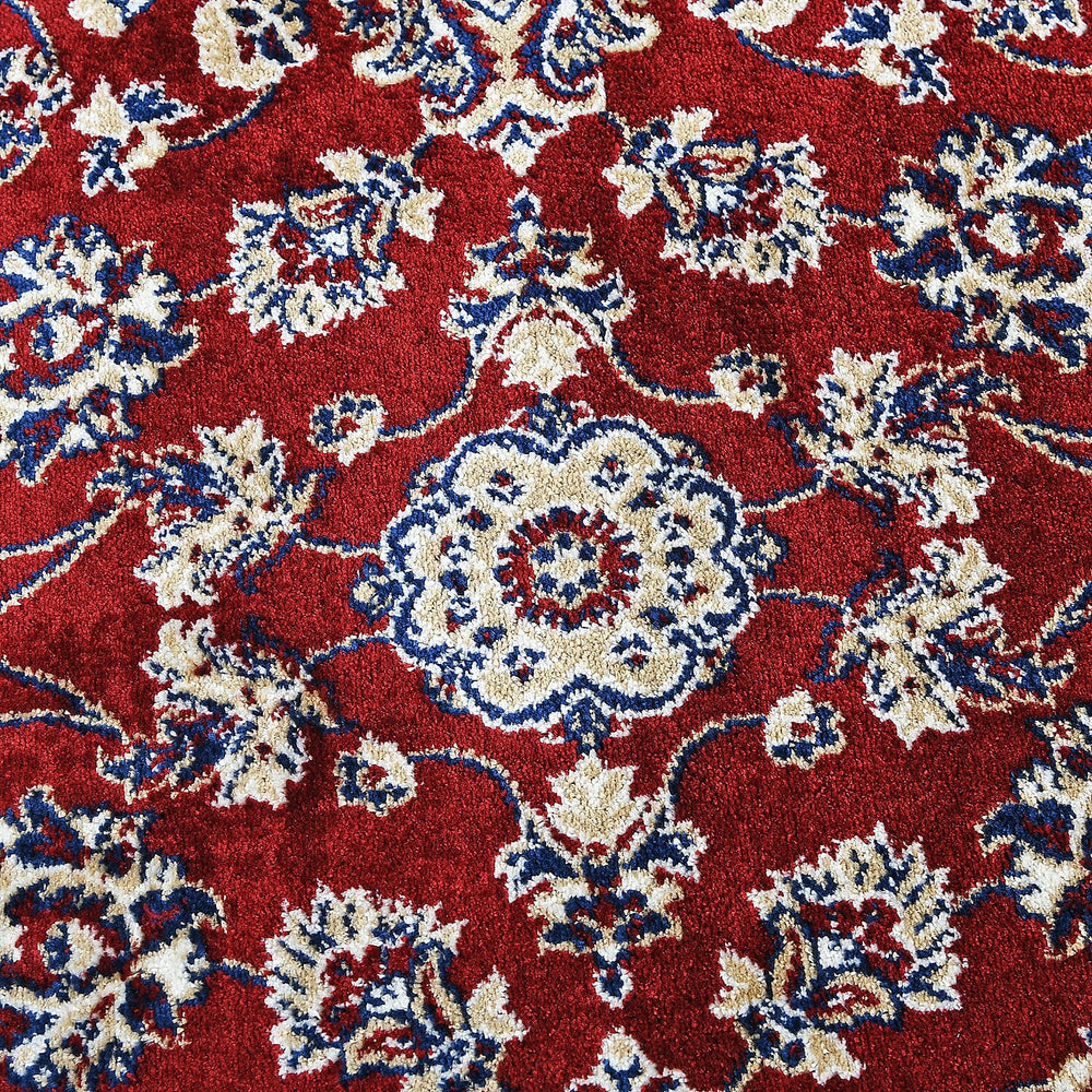 Polyester Traditional Rug and Door Mat (Size 120x1 cm) - Red & Yellow
