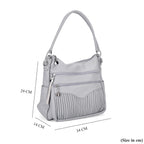 Pleated Structure Satchel Shoulder Bag with Top Handles - Baby Blue