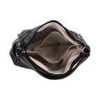 Pleated Structure Satchel Shoulder Bag with Top Handles - Black