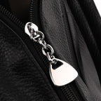 Pleated Structure Satchel Shoulder Bag with Top Handles - Black