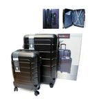 Set of 2 - Durable Hard Shell 4 Wheel Suitcases with Soft Grip Handles - Black