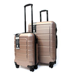 Set of 2 - Durable Hard Shell 4 Wheel Suitcases with Soft Grip Handles - Champagne