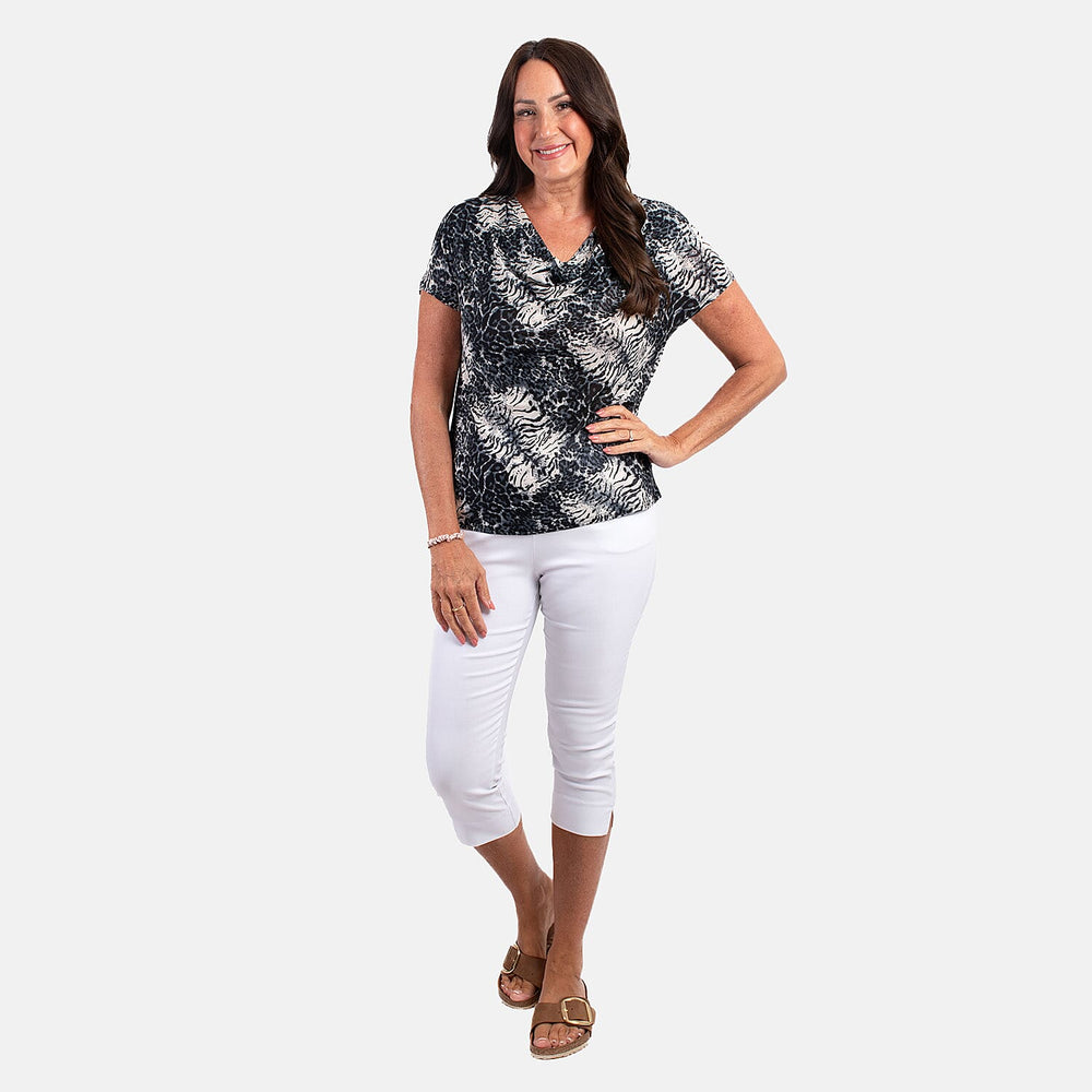 Polyester Animal Print Top (Size 1x1 cm) - Blue