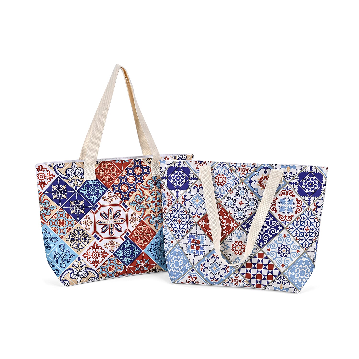 Set of 2 Bohemian Tote Bag with Handle Drop - Multicolor